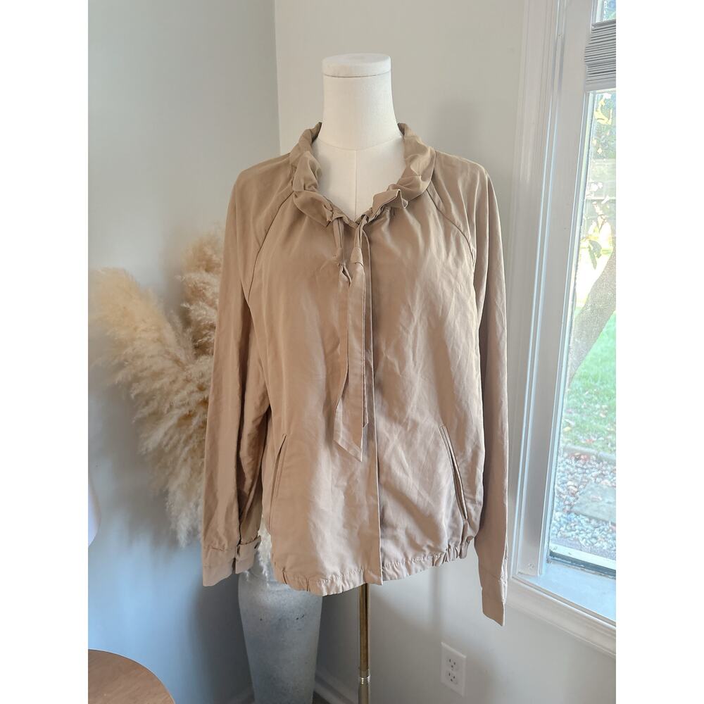 Gap Lightweight Bomber Jacket Large Khaki Tan Cinch Collar Casual Coat